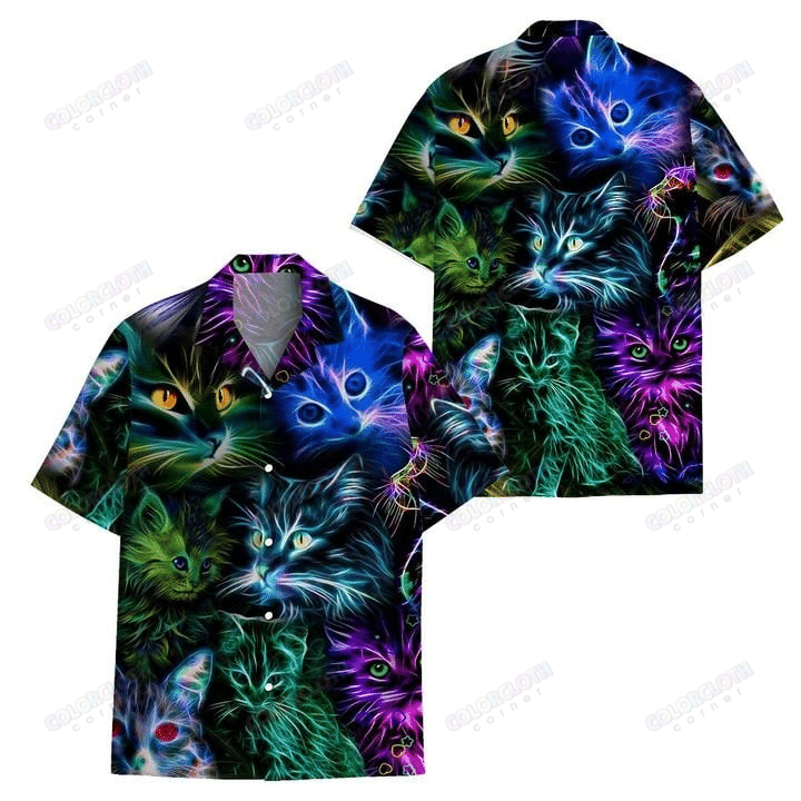 Neon Cat Hawaii Shirt Ha102355