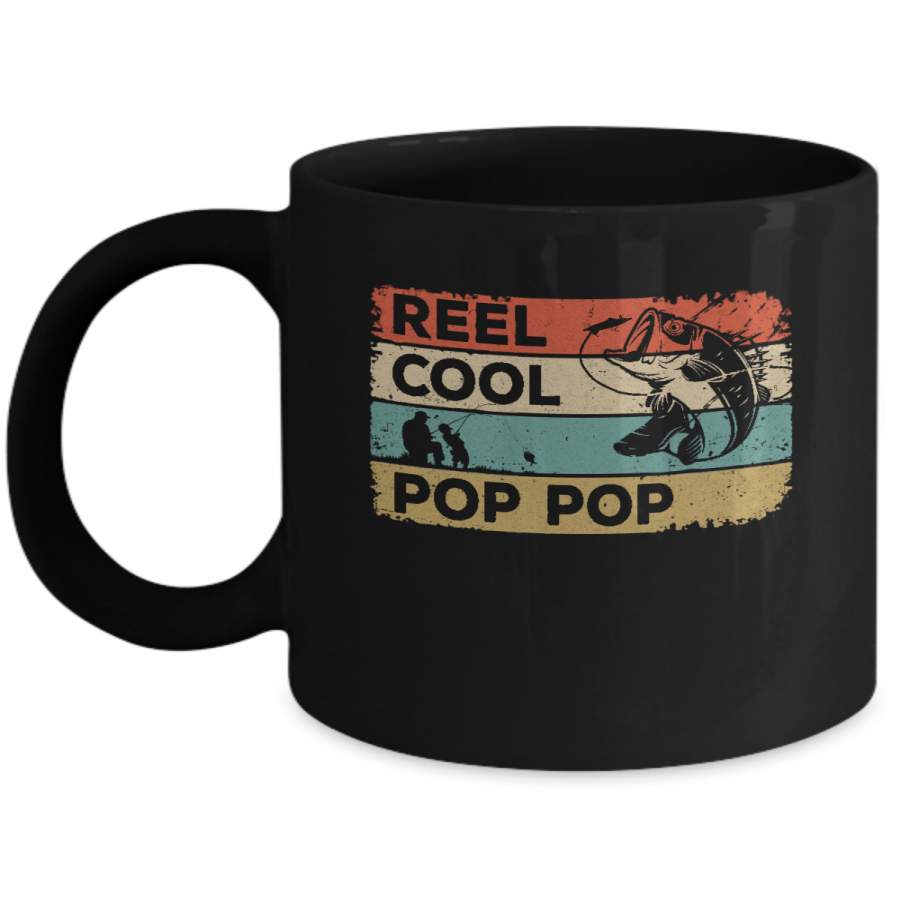 Vintage Reel Cool Pop Pop Fish Fishing Fathers Day Mug