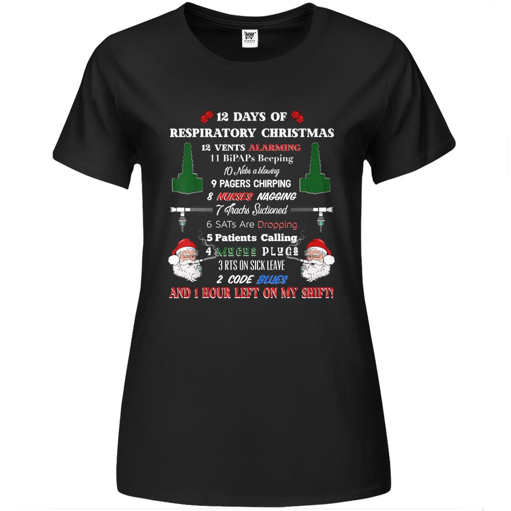 12 Days Of Respiratory Therapist Christmas Premium Womens T Shirts