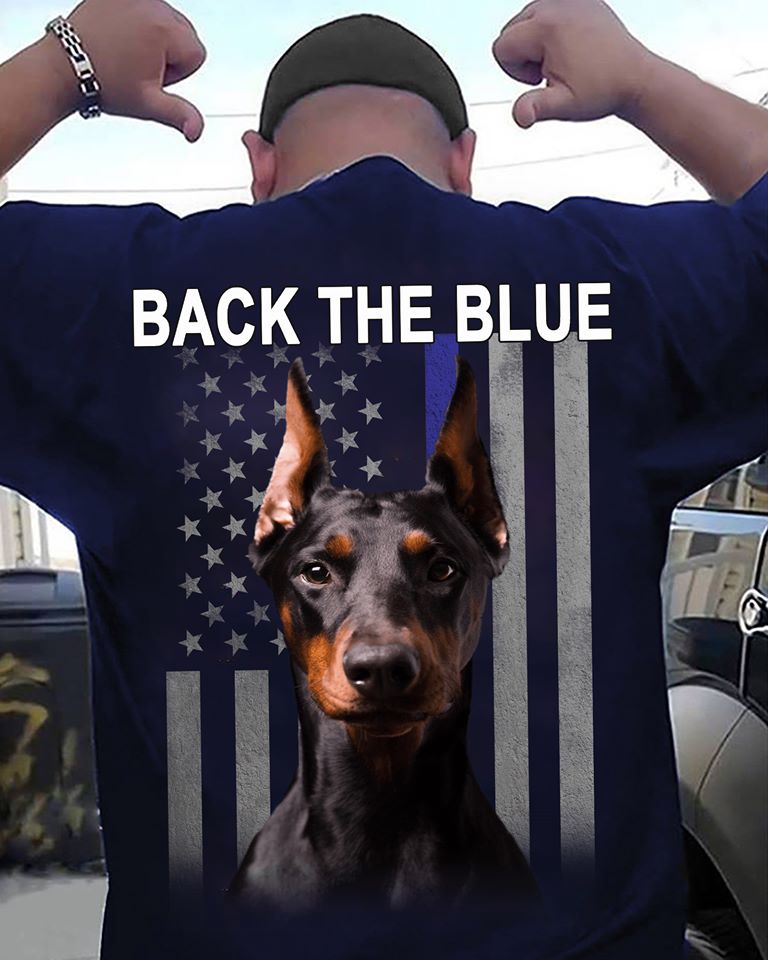 American Flag Doberman Back The Blue Standard Men T-shirt