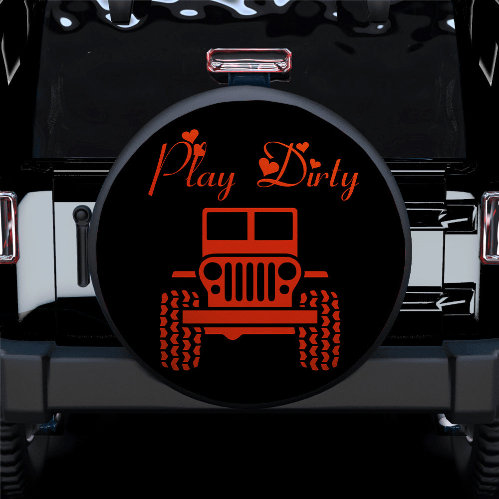 Play Dirty Orange Jeep Girl Car Spare Tire Covers Gift For Campers