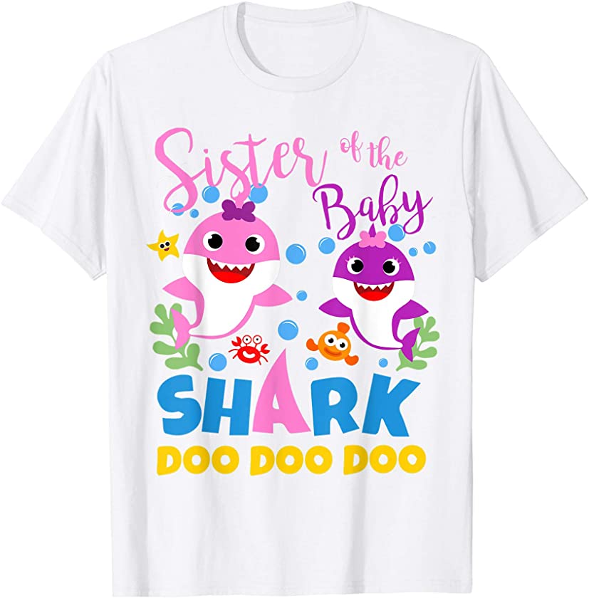 Sister of the Baby Shark Girl Purple Pink Family Gift Doo Do T-Shirt