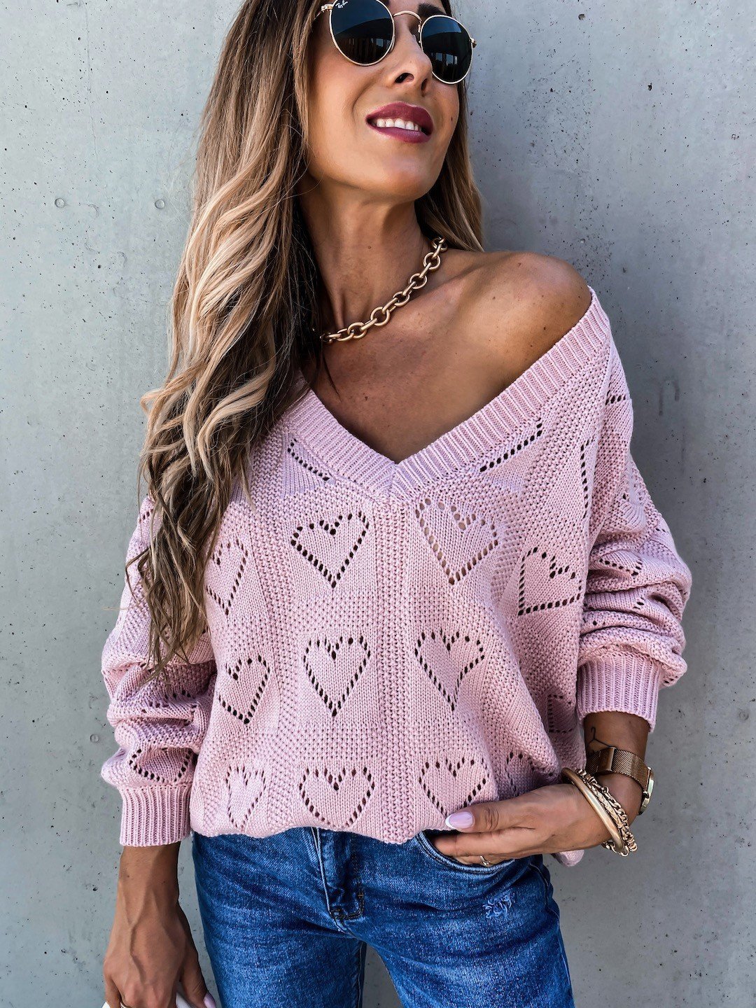 2022 Winter Women’s Sweater Shirts Heart Hollow Out Boho Knitting Tunic Top Jumper Mujer Loose Women’s Sweater Knitted Pullover alx