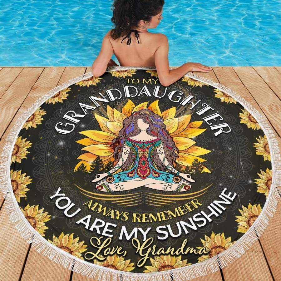 Round Beach Towel Blanket Giving Granddaughter You Are My Sunshine