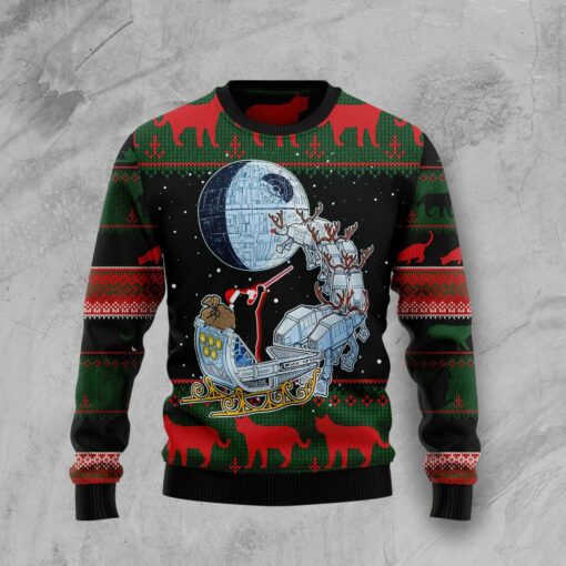 Black Cat Sleigh To Death Star Ugly Christmas Sweater For Men & Women, Gift For Christmas, Merry Christmas