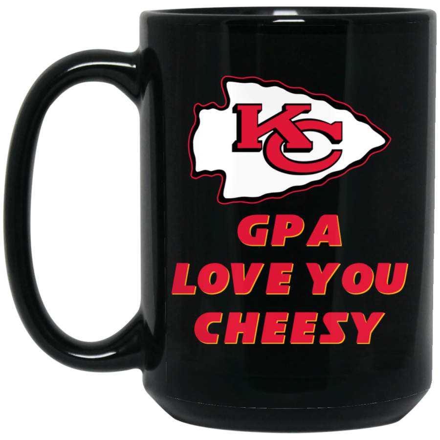 Custom Personalized Kansas City Chiefs Logo Black-Red GPA Cheesy BM15OZ 15 oz. Black Mug