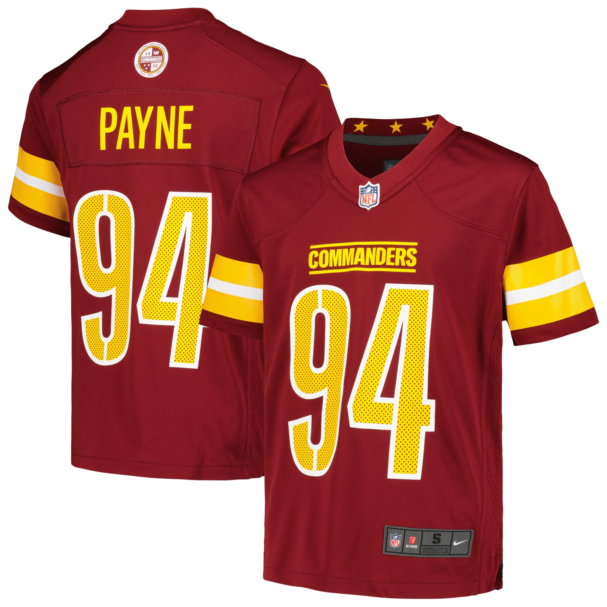 Youth Washington Commanders Daron Payne Burgundy Game Jersey