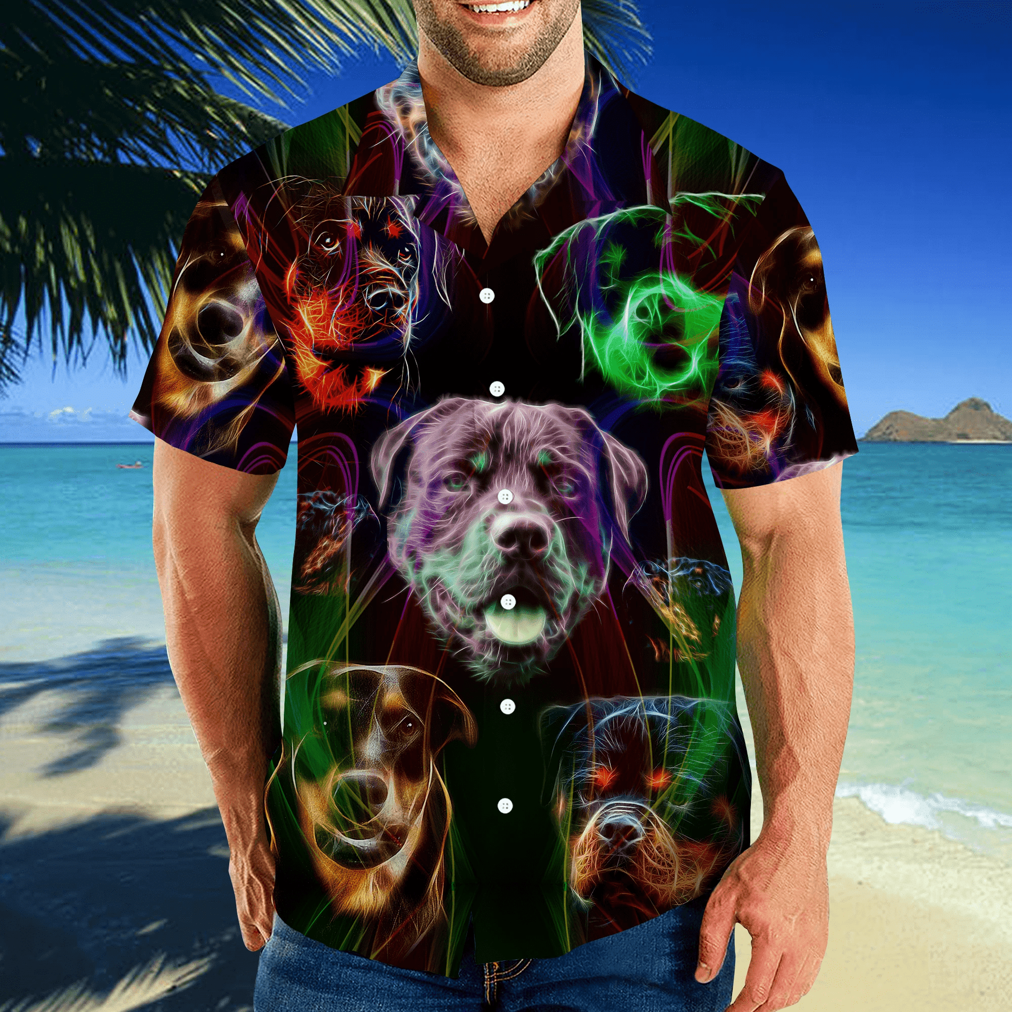 Beach Shirt Get Now Hawaiian Aloha Shirts Rottweiler Colorful Tropical