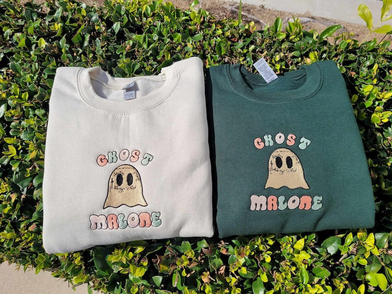 Ghost Malone Halloween Embroidered Sweatshirt 2D Crewneck Sweatshirt All Over Print Sweatshirt For Women Sweatshirt For Men Sws4368