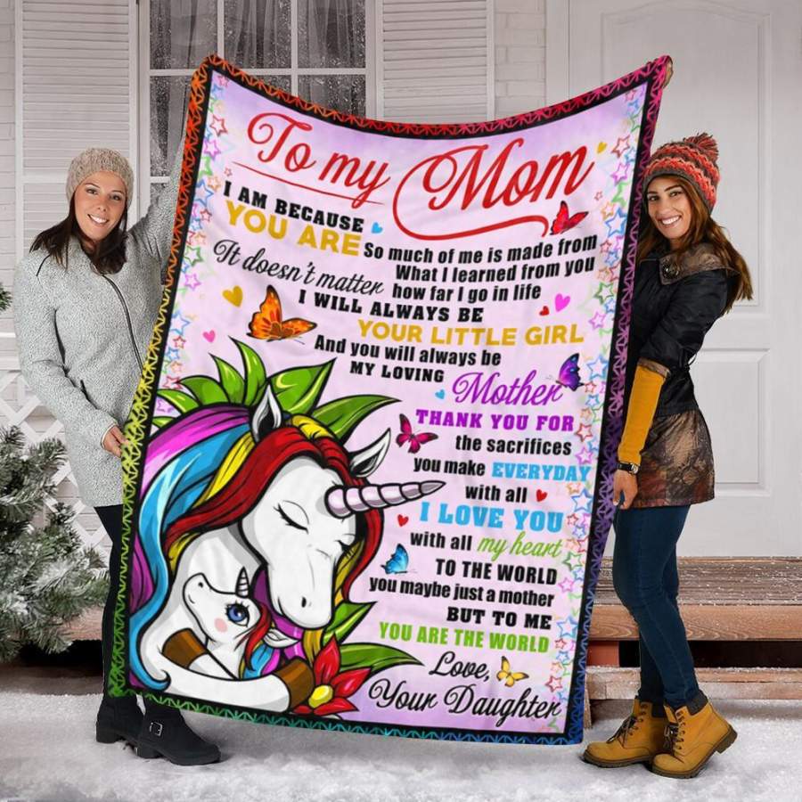 Unicorn Custom Blanket To My Mom Blanket – Gift For Mom – Fleece Blanket