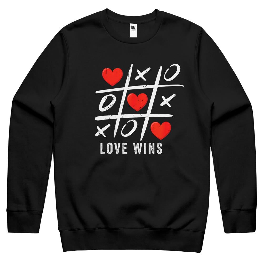 Tic Tac Toe Hearts Love Wins Valentines Day Crewneck Sweatshirt