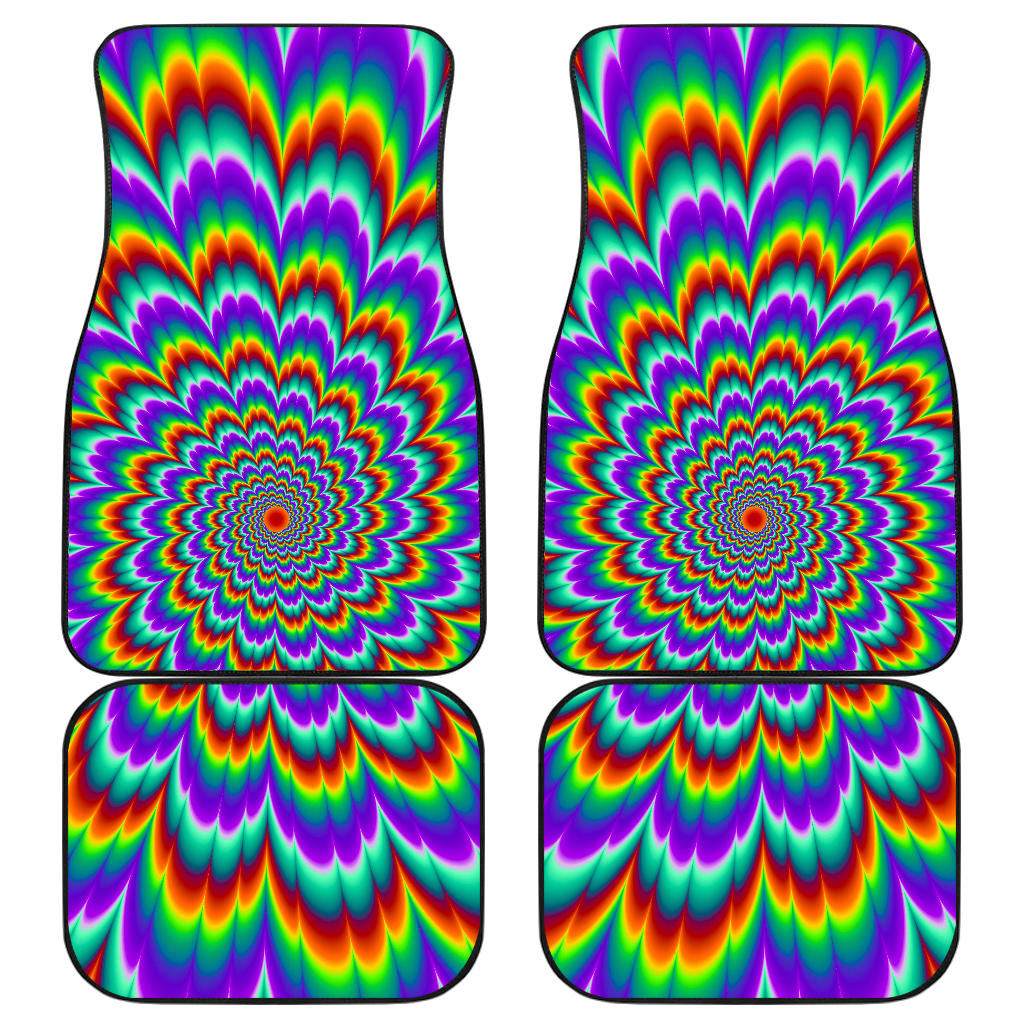 Psychedelic Expansion Optical Illusion Front And Back Car Floor Mats, Front Car Mat