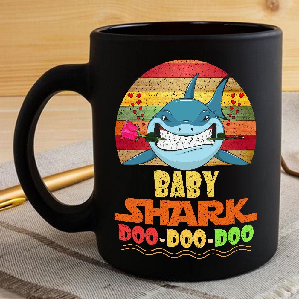 Vintage Bay Shark Doo Doo Doo Coffee Mug Retro Shark And Rose Womens Custom Father’s Day Mother’s Day Gift Idea BPS756