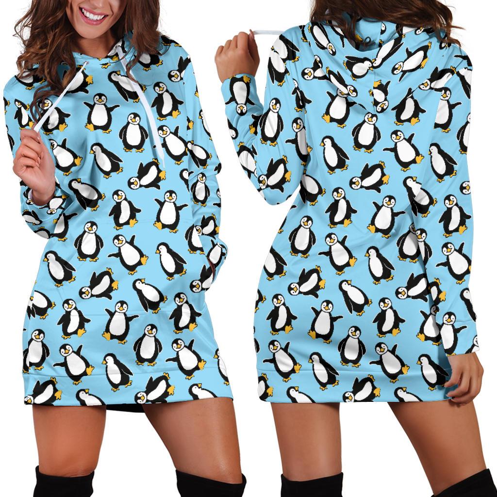 Penguin Happy Print Women Hoodie Dress