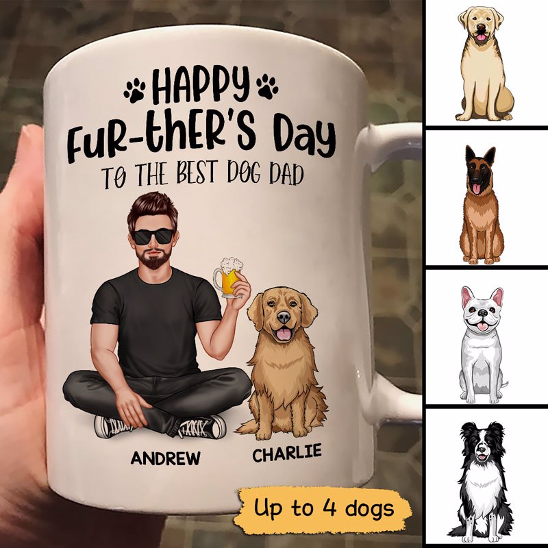 Real Man Sitting Happy Father‘S Further’S Day Best Dog Dad Gift Personalized Mug