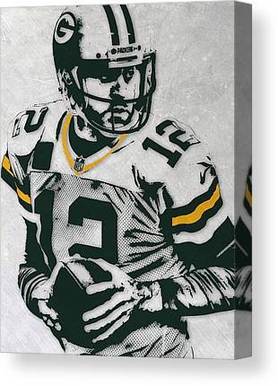 Aaron Rodgers Green Bay Packers Pixel Art 4 Joe Hamilton Canvas Print