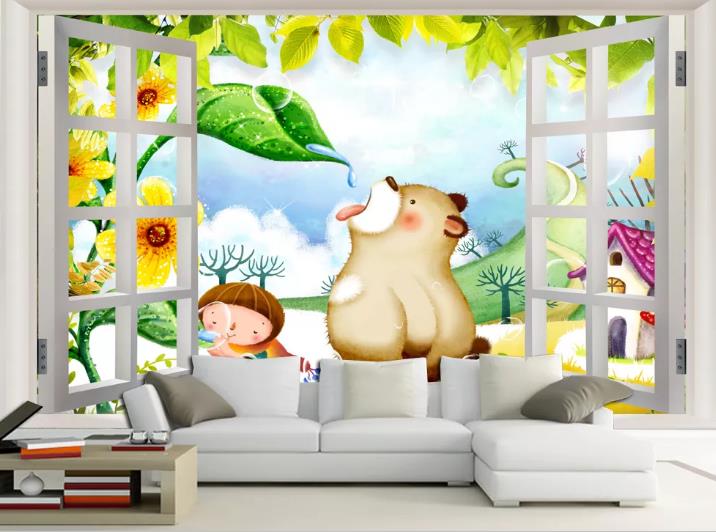 3D Window Animal Plant Landscape Wall Mural Wallpaper Lqh 257