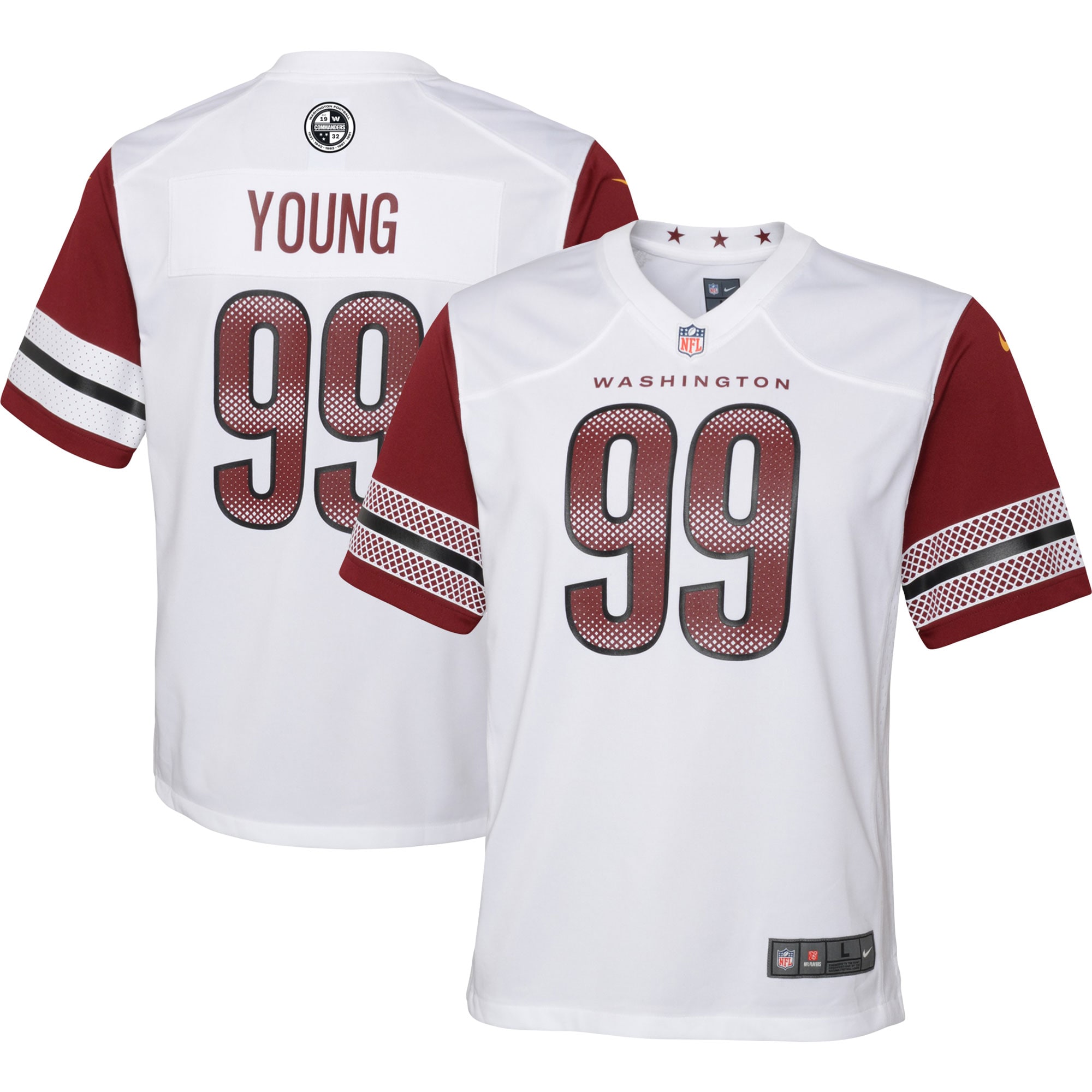 Youth Washington Commanders Chase Young White Game Jersey