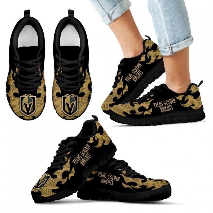 Tribal Flames Pattern Vegas Golden Knights Sneakers #141