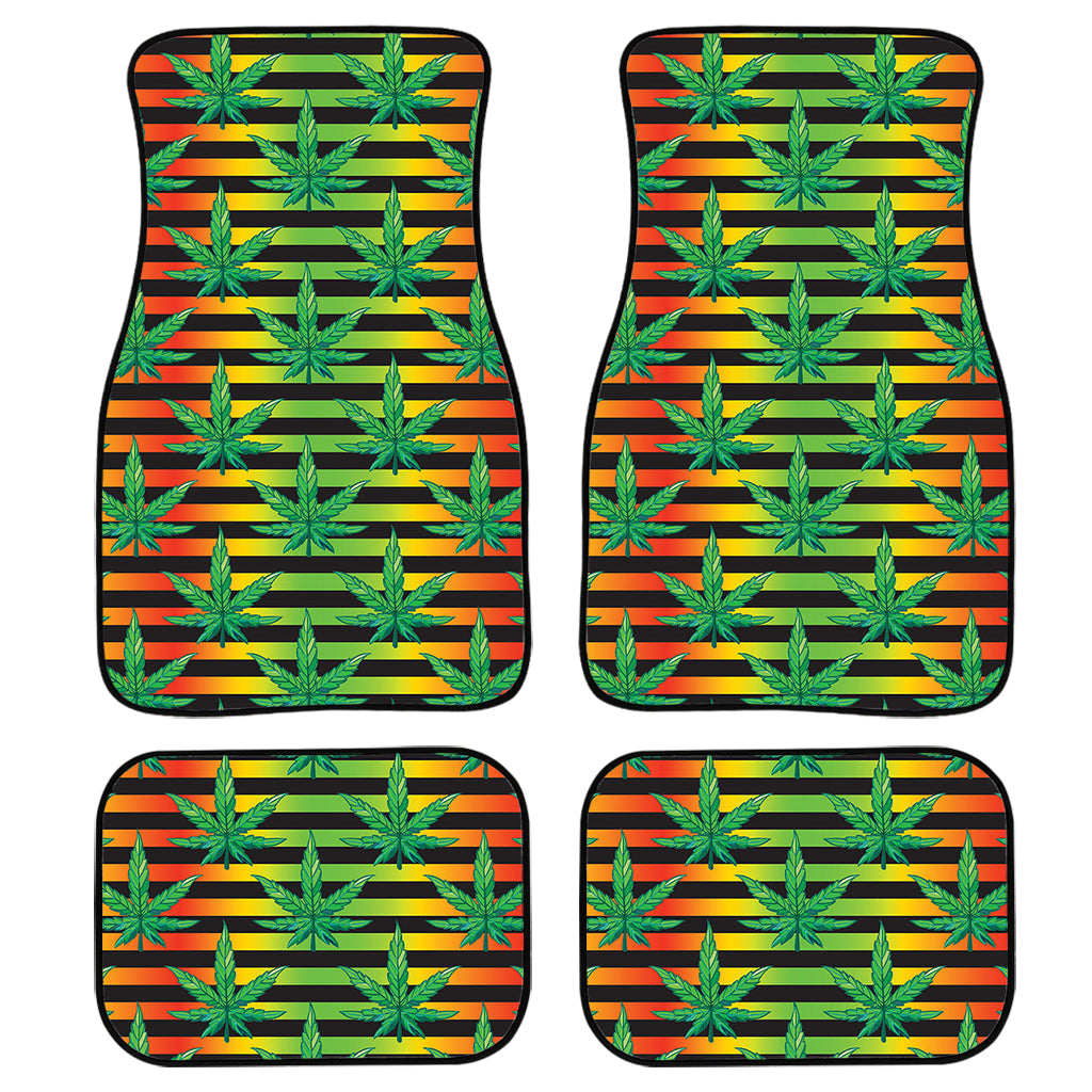 Rasta Striped Pattern Print Front And Back Car Floor Mats, Front Car Mat