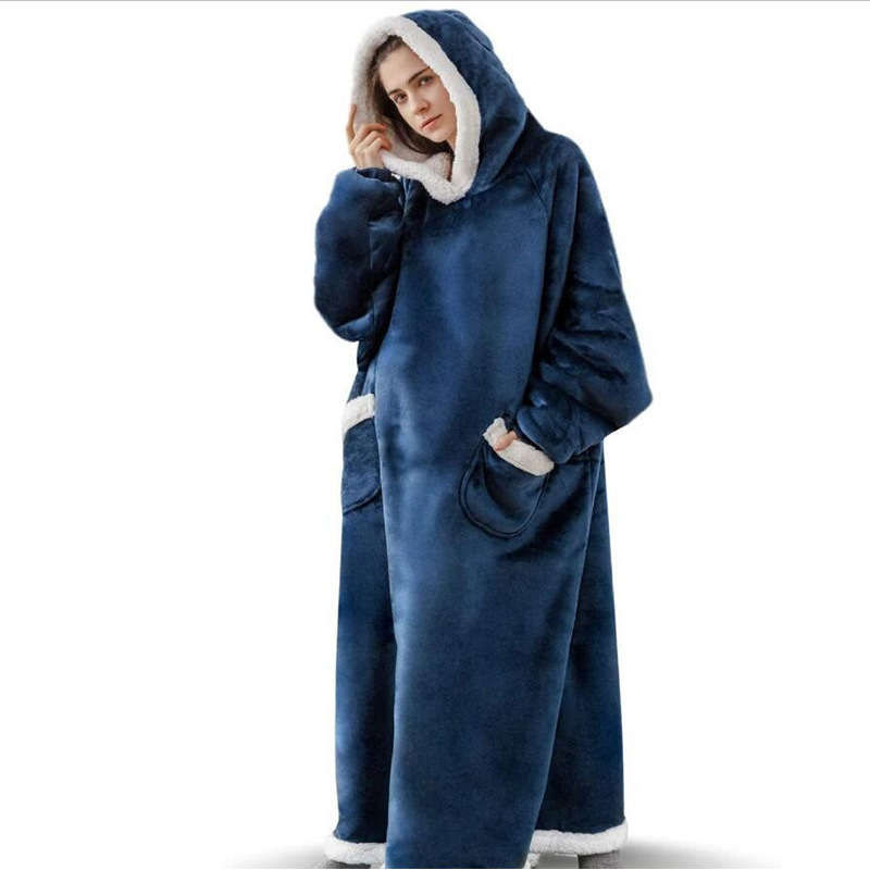 Winter Oversized Hoodies Women Warm TV Blanket with Sleeves Pocket Flannel Plush Thick Sherpa Giant Hoody Super Long Sweatshirt alx