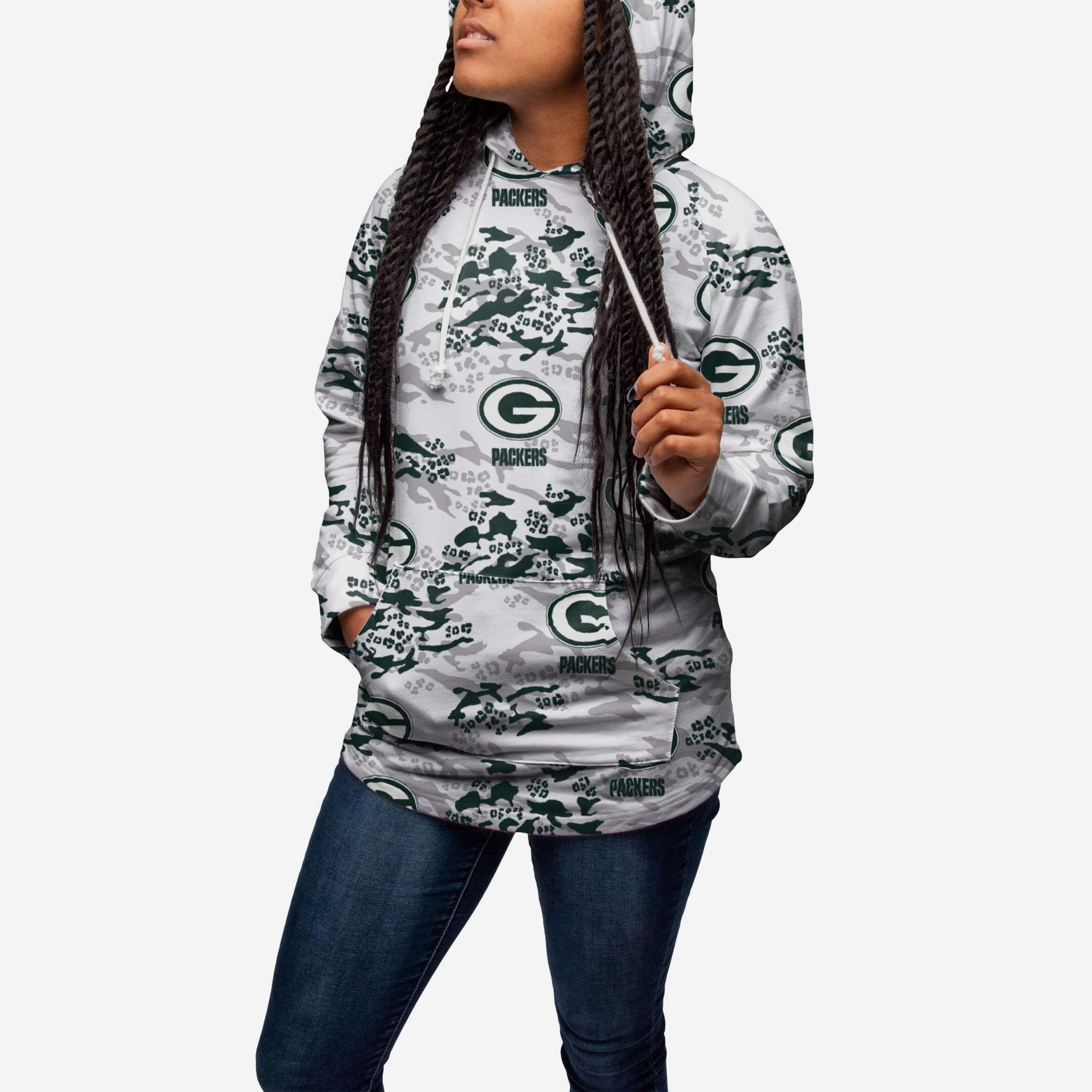 Green Bay Packers Womens Leopard Camo Hoodie