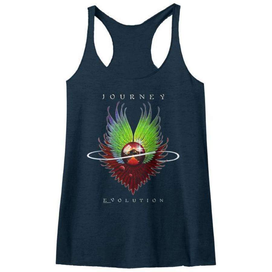 Journey Evolution Womens Raw Edge Racerback Tank Top Shirt Vintage Navy