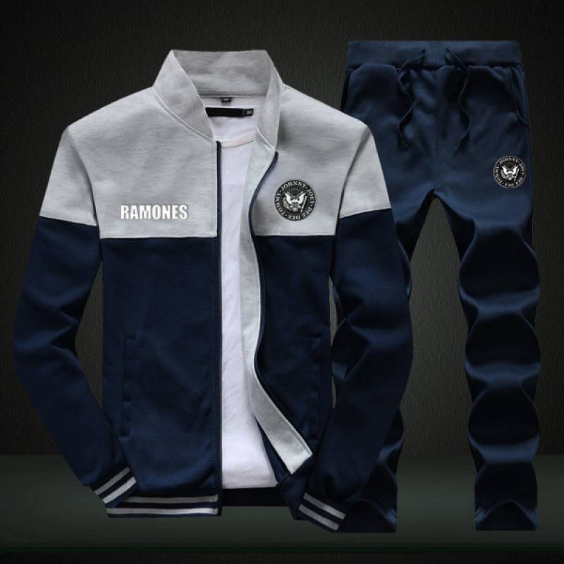 Ramones Sweatshirt +Sweatpants Mens Clothing 2 Pieces Sets Slim Tracksuit