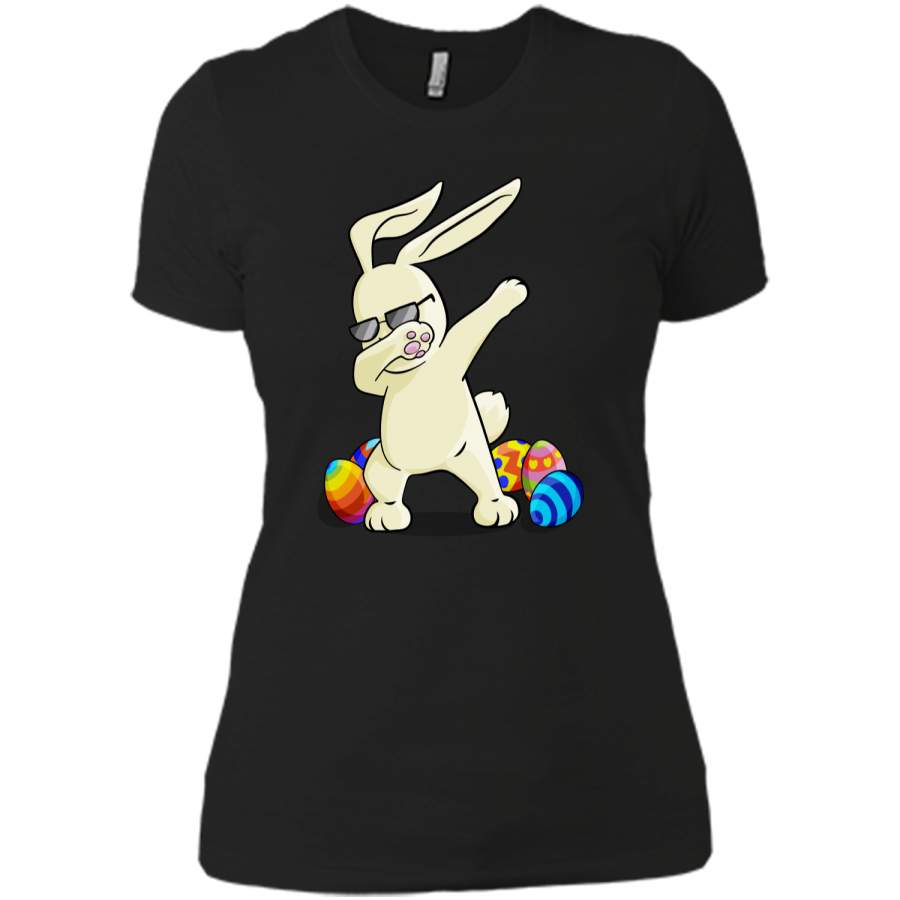 Dabbing Easter Bunny T-Shirt Bunny Happy Easter Shirt Next Level Ladies Boyfriend Tee