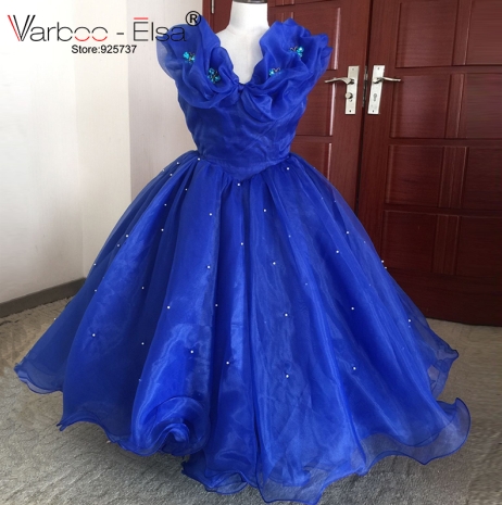 VARBOO_ELSA Royal Blue Cinderella Dress Litter Girl Wedding Party Gown 2021 Lovely Mother Daughter Organza Flower Girl Dress alx