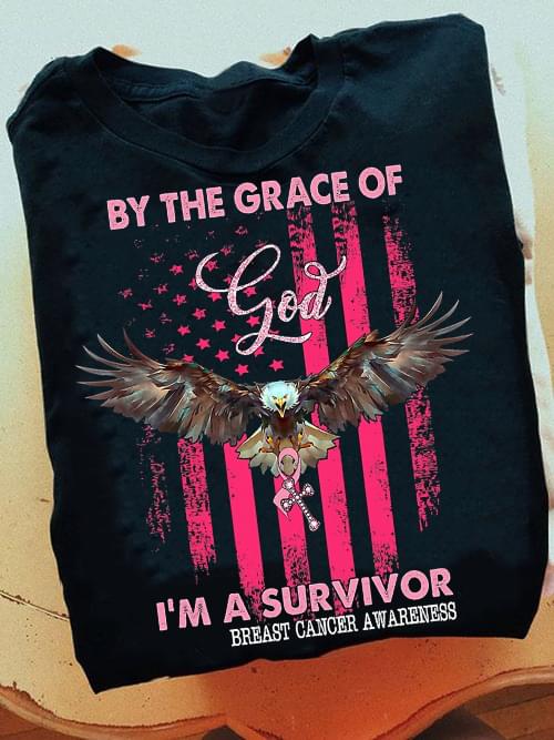 Flying Bald Eagle By The Grace Of God I’M A Survivor Breast Cancer Awareness Classic T-Shirt Jesus Shirt Breast Cancer Shirt