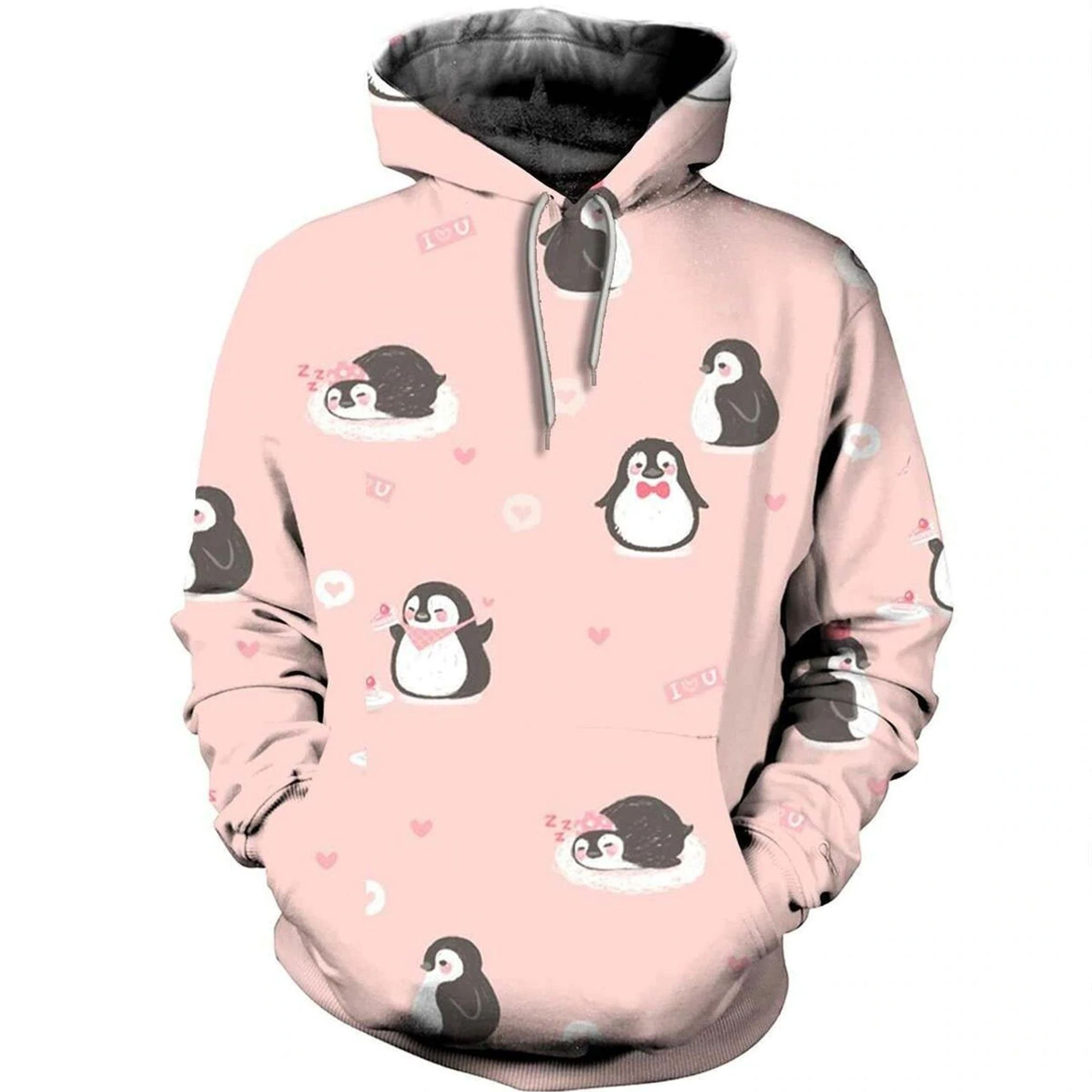 Pink Penguin Hoodie 3D Gifts for Kids