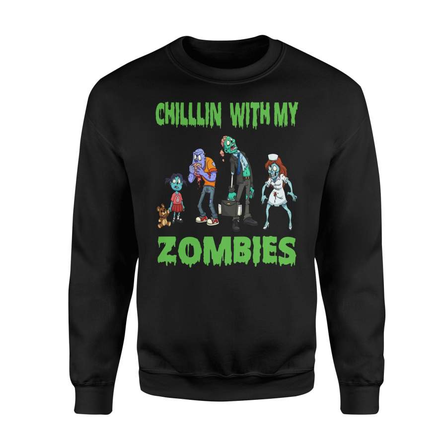 Halloween Chilllin With My Zombies Scary Costume Halloween Sweatshirt