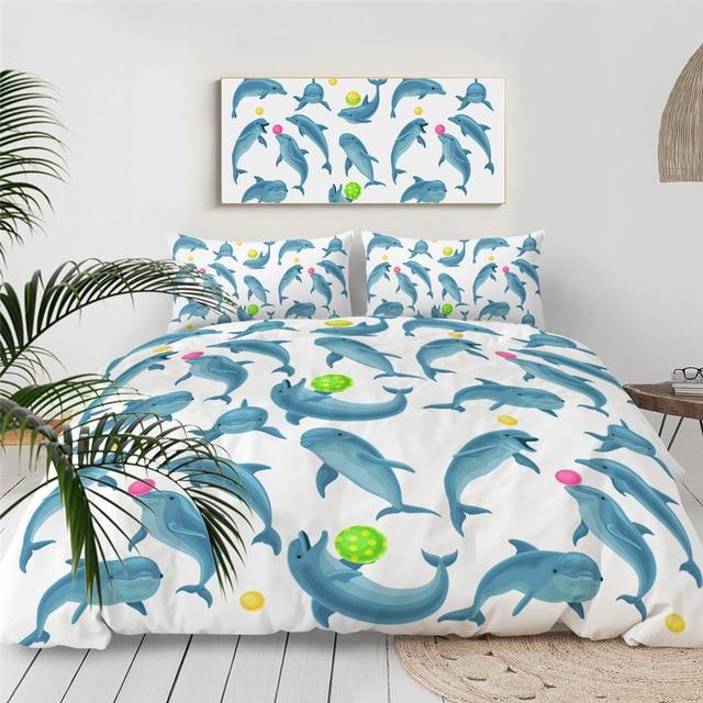 Blue Dolphin 3 Pieces Quilted Comforter Set