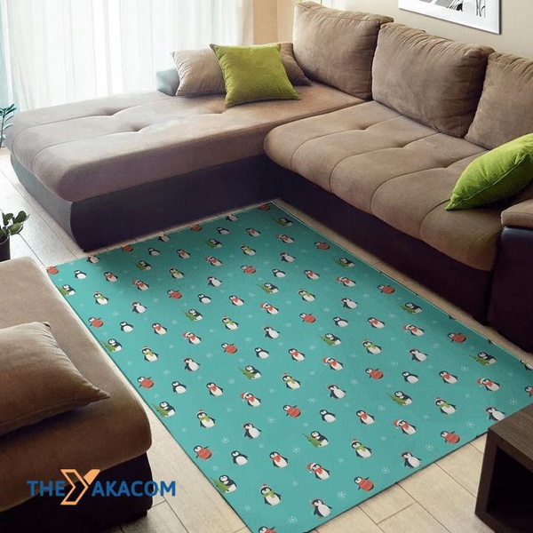 Cute Snowy Penguin Patterns Rectangle Area Rug Floor Decor