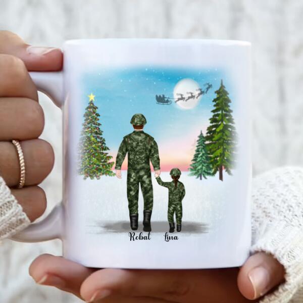 Custom Personalized Father And Kids Coffee Mug – Father With Upto 2 Kids – Christmas Gift For Father