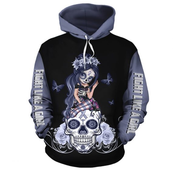 Skull Gift Violet Sugar Skull Girl All Cancer Awareness Hoodie