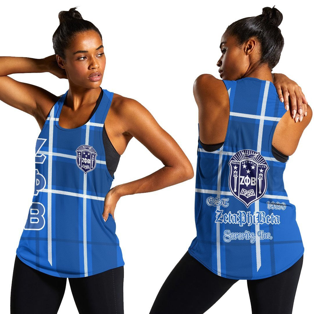 Sorority Tank Top – Zeta Phi Beta Burberr Style Women’S Racerback Tankn