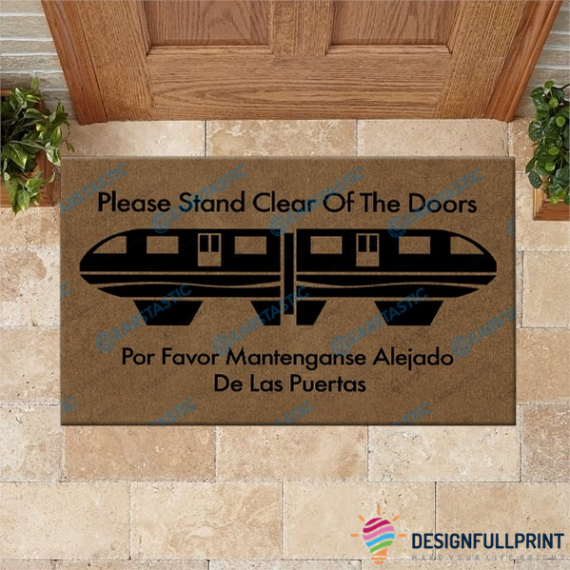 Black Please Stand Clear Of The Door Coir Pattern All Over Printing Non-Slip Rubber Backing Doormat Hg Por Favor Mantente Alejada De Las Puertas Felpudo