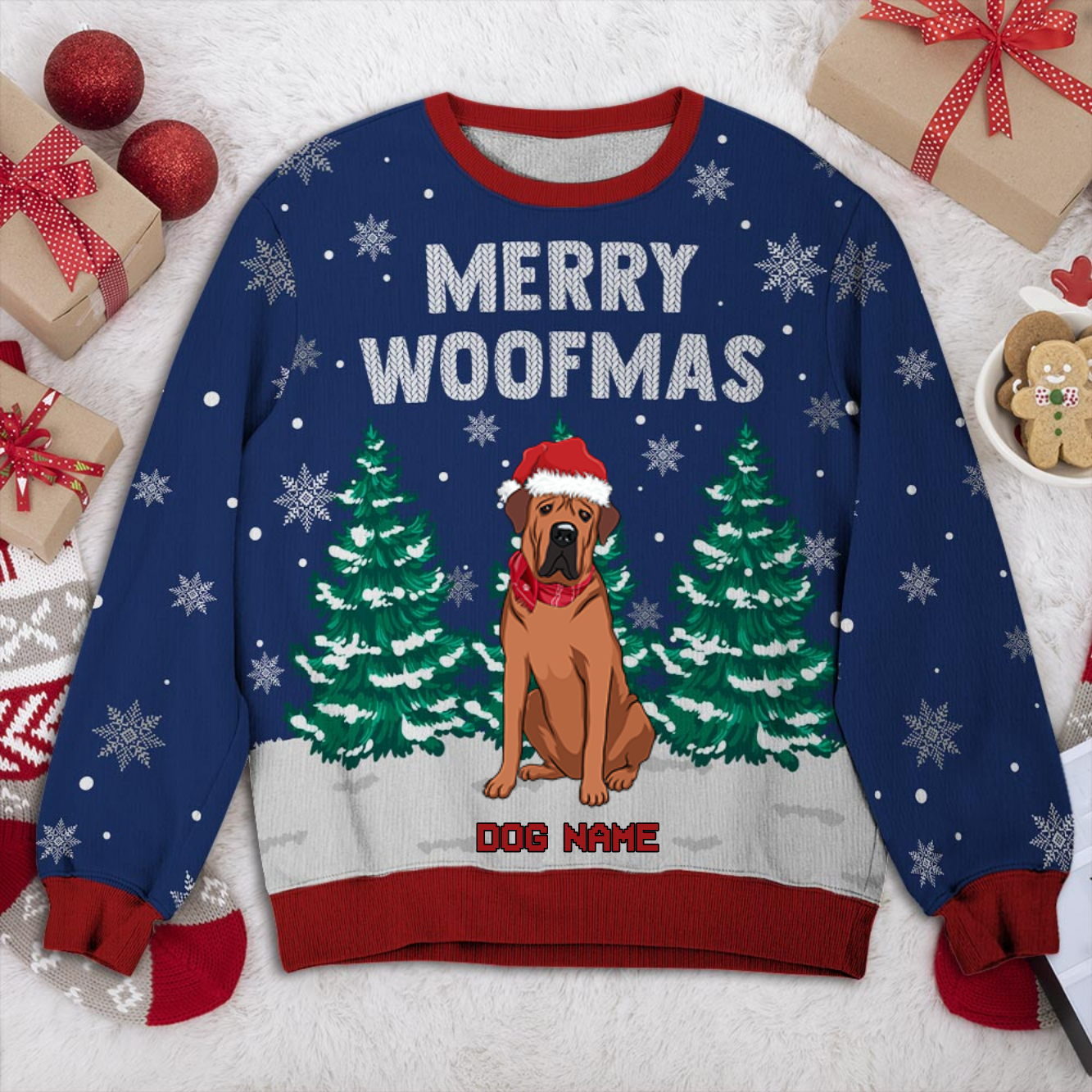 Tosa Personalized Sweater, Dog Ugly Christmas Sweater