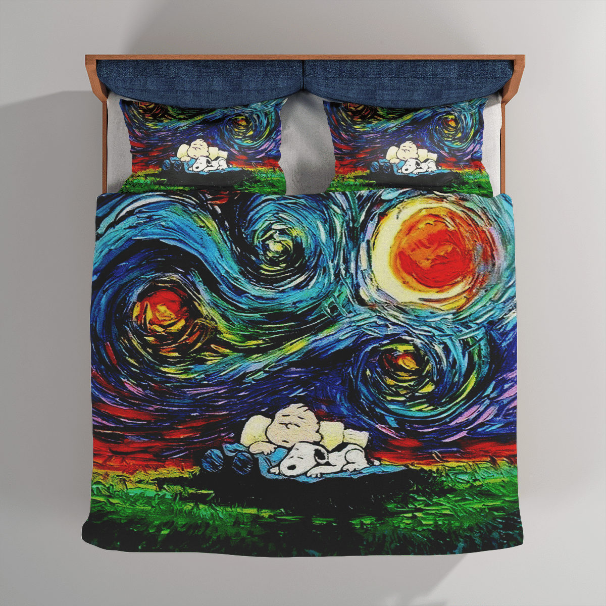 Snoopy And Charlie Brown Van Gogh Bedding Set