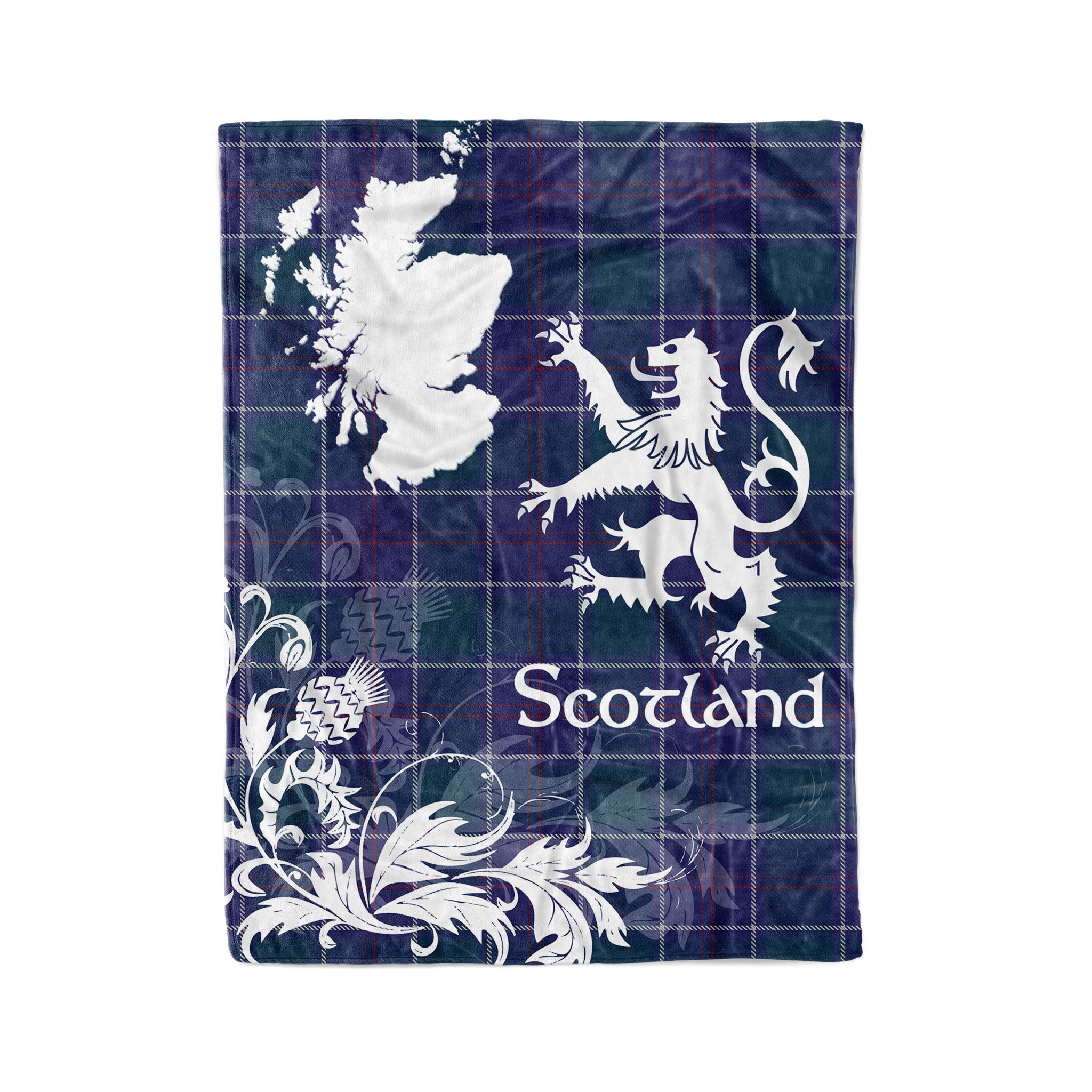 Tartan Plaid Fleece Blanket Tartan Blanket Thistle And Lion Scottish Clan Navy Us Edzell Plaid Blanket