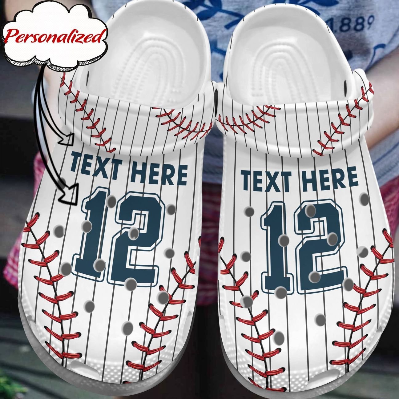 Baseball Personalized Personalize Clog, Custom Name, Text, Fashion Style For Women, Men, Kid, Print 3D Whitesole Uniform