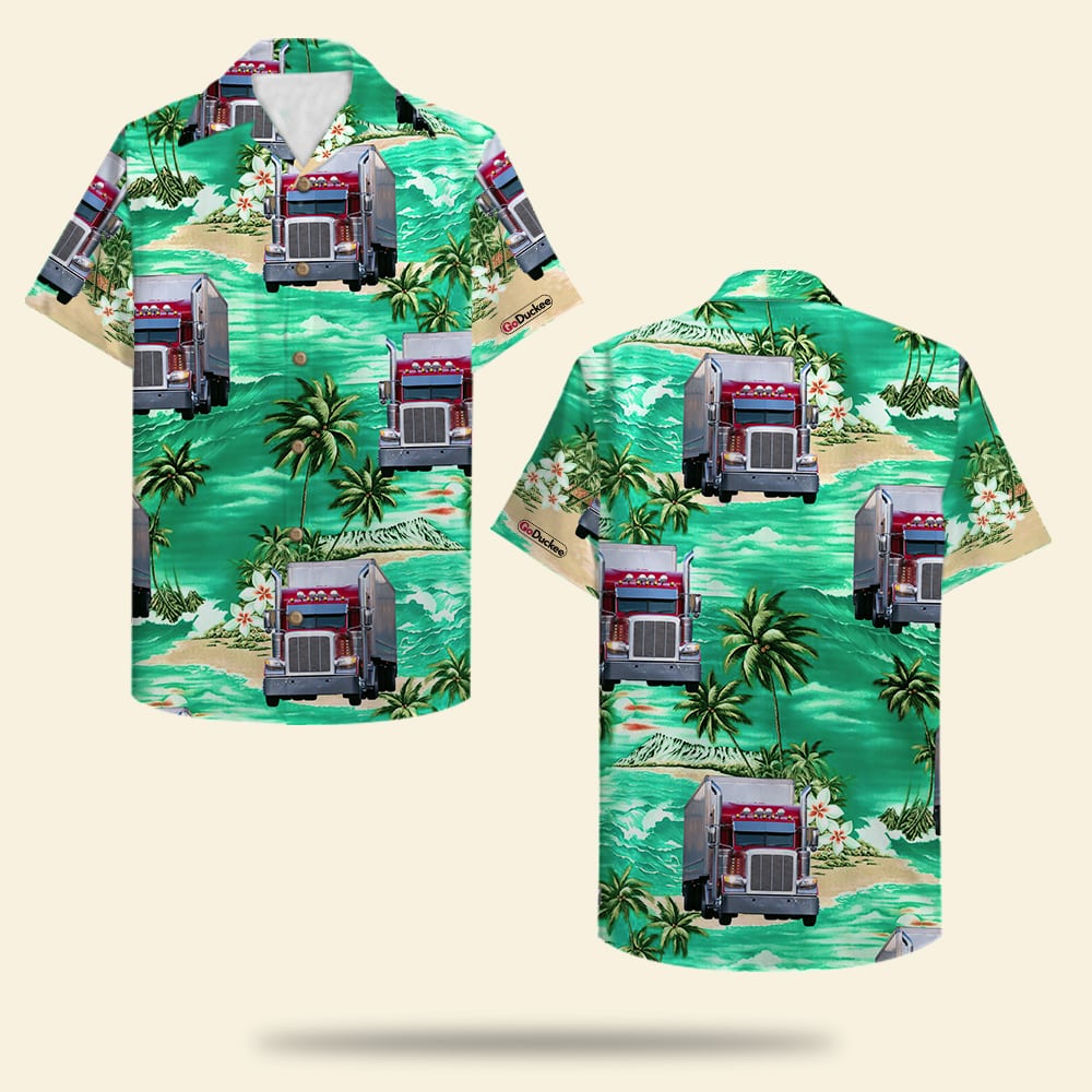 Custom Photo Truck Driver Hawaii Shirt Coconut Tree Pattern 02 Ha19649