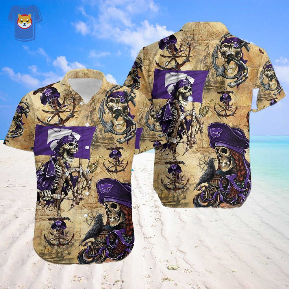 Kansas State Wildcats Pirates Fans Pirates Skull Hawaiian Shirt