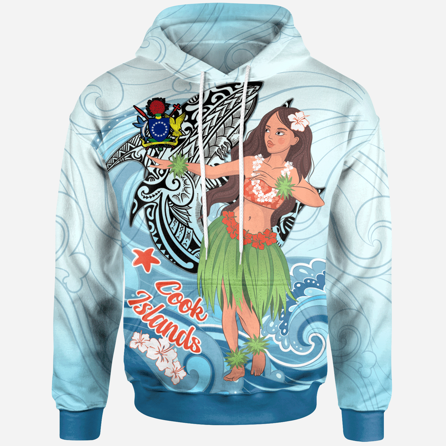 Cook Islands Hoodie – Polynesian Girls With Shark