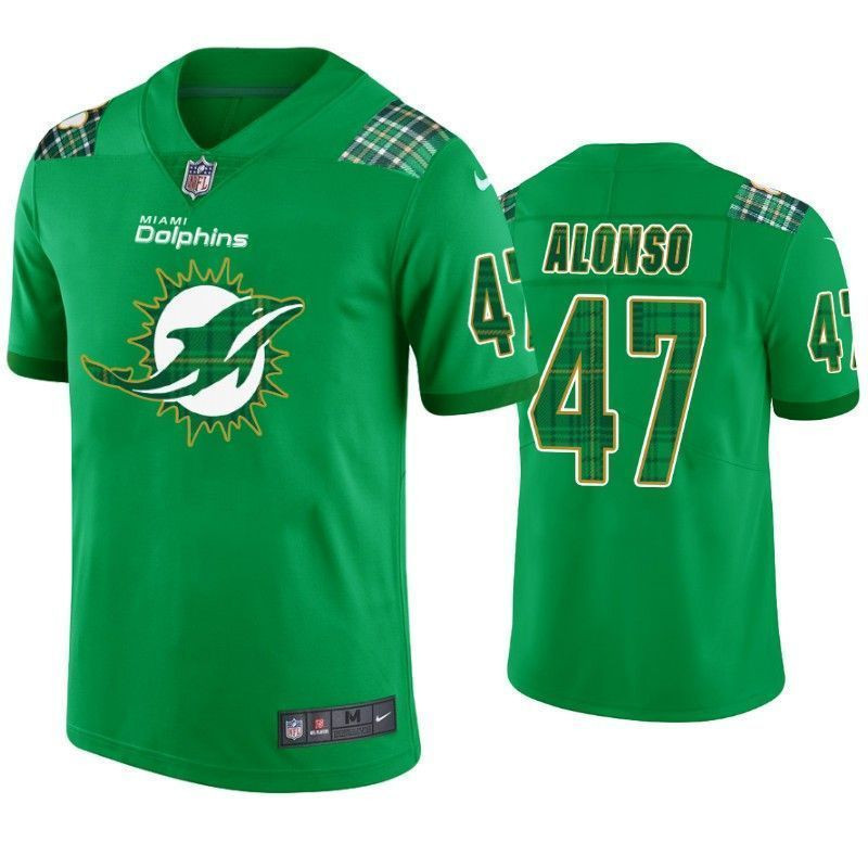 Miami Dolphins 47 Kiko Alonso St Patricks Day Kelly Green Lucky Men 3D Jersey