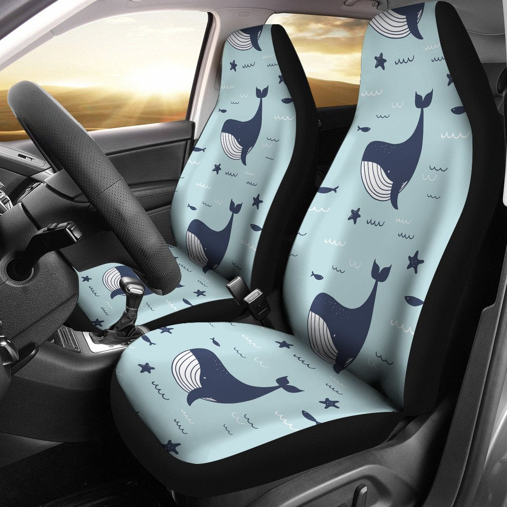 Whale Cute Design Themed Print Car Seat Covers