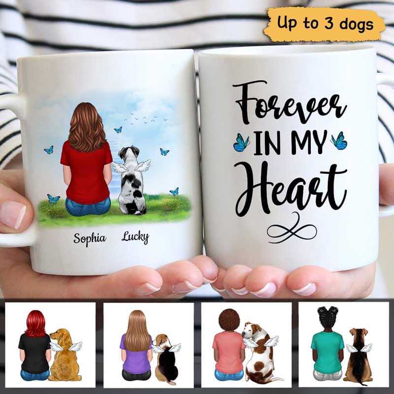 Dog Memorial Back View Butterflies Personalized Mug