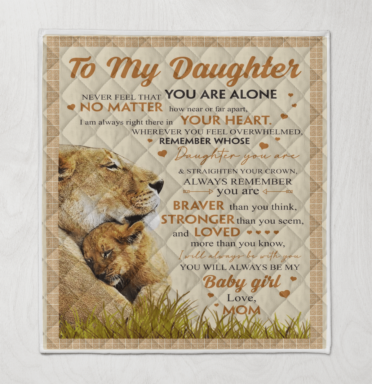 Wooni To My Daughter Never Feel That You Are Alone Lion Blanket Quilt Wq311257